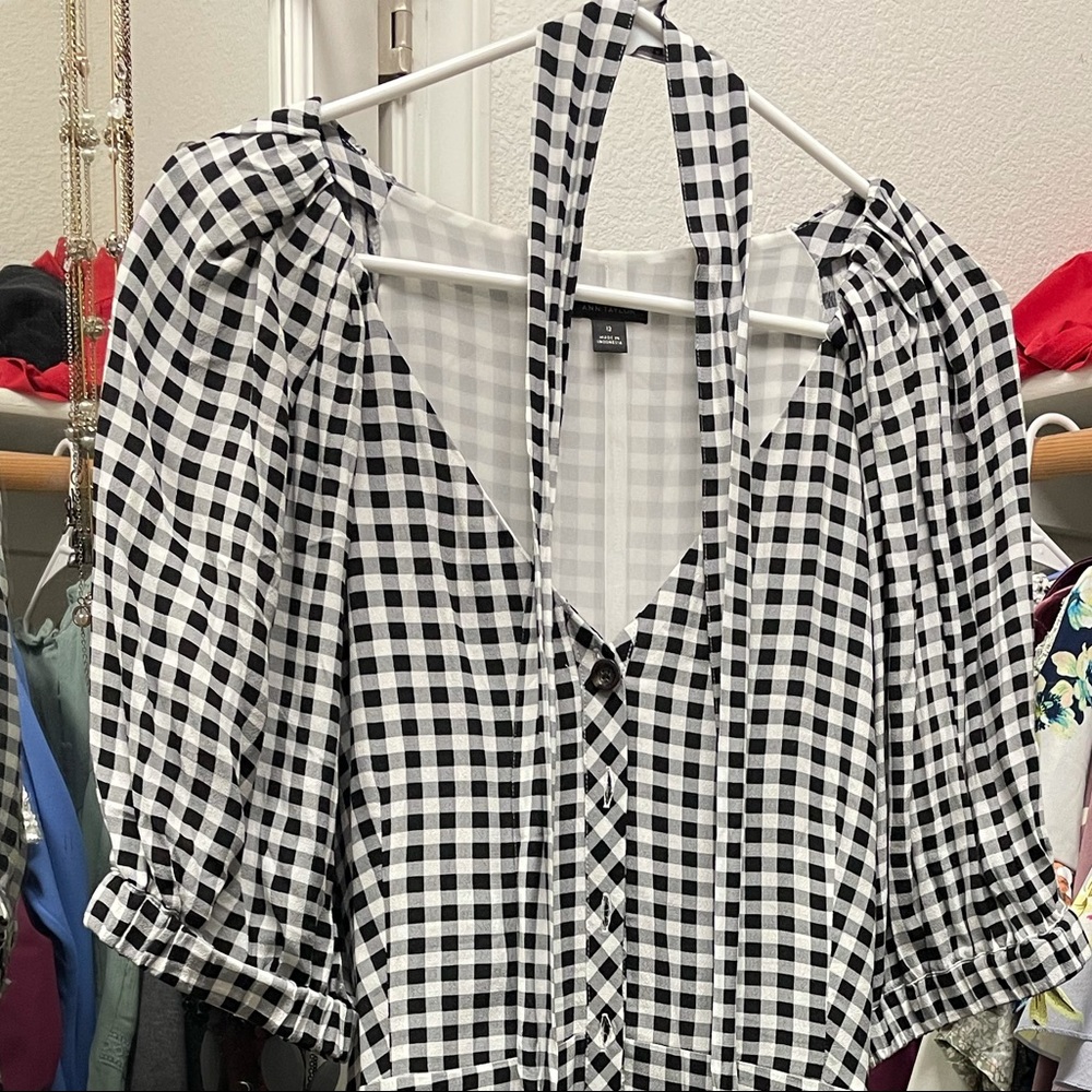 Gingham, puff sleeved, maxi dress with belt